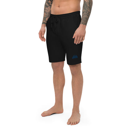 Fleece Jogger Shorts With Blue Embroidered Logo