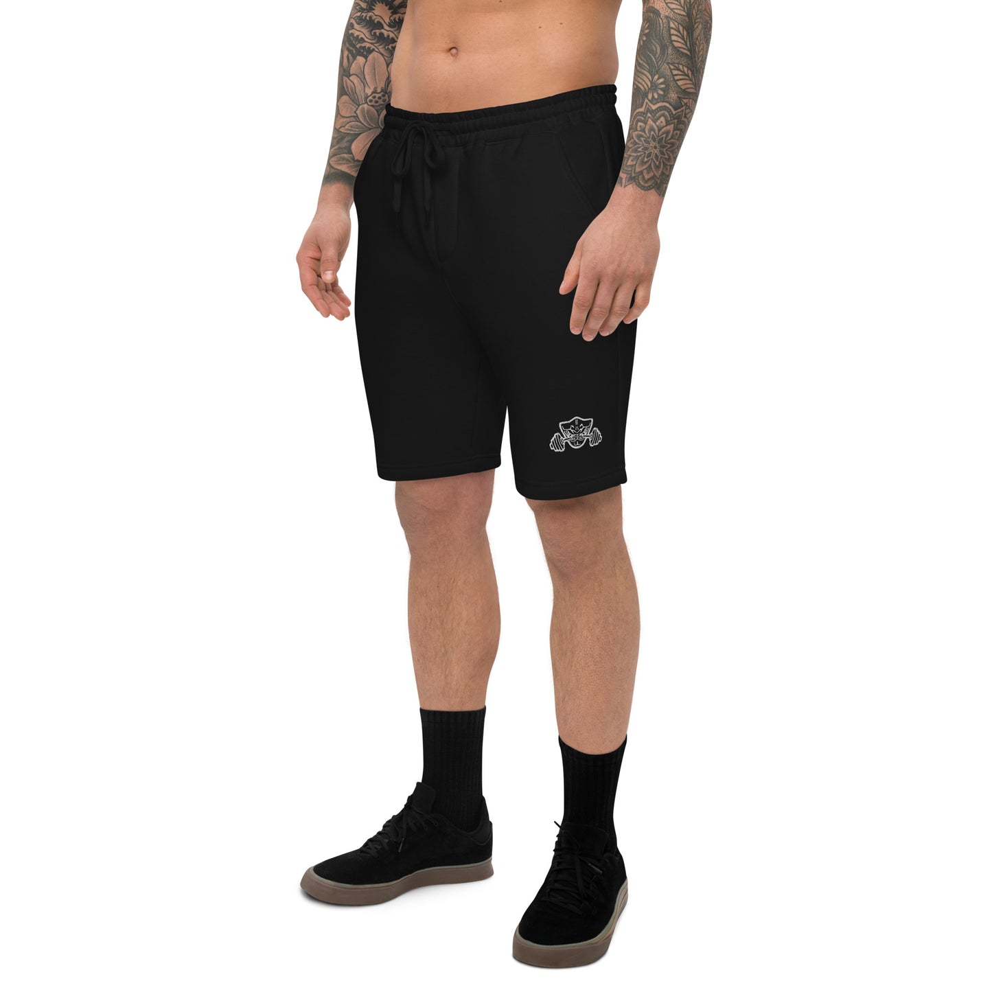 Fleece Jogger Shorts With White Embroidered Logo