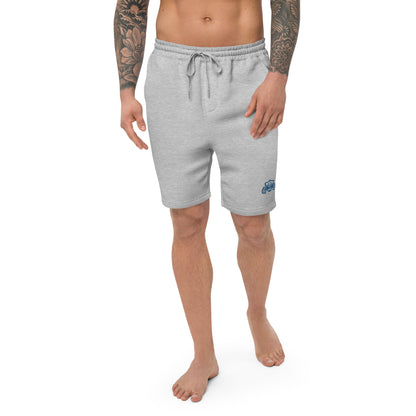 Fleece Jogger Shorts With Blue Embroidered Logo