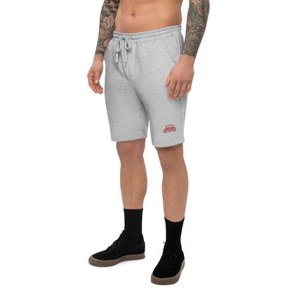 Fleece Jogger Shorts With Red Embroidered Logo