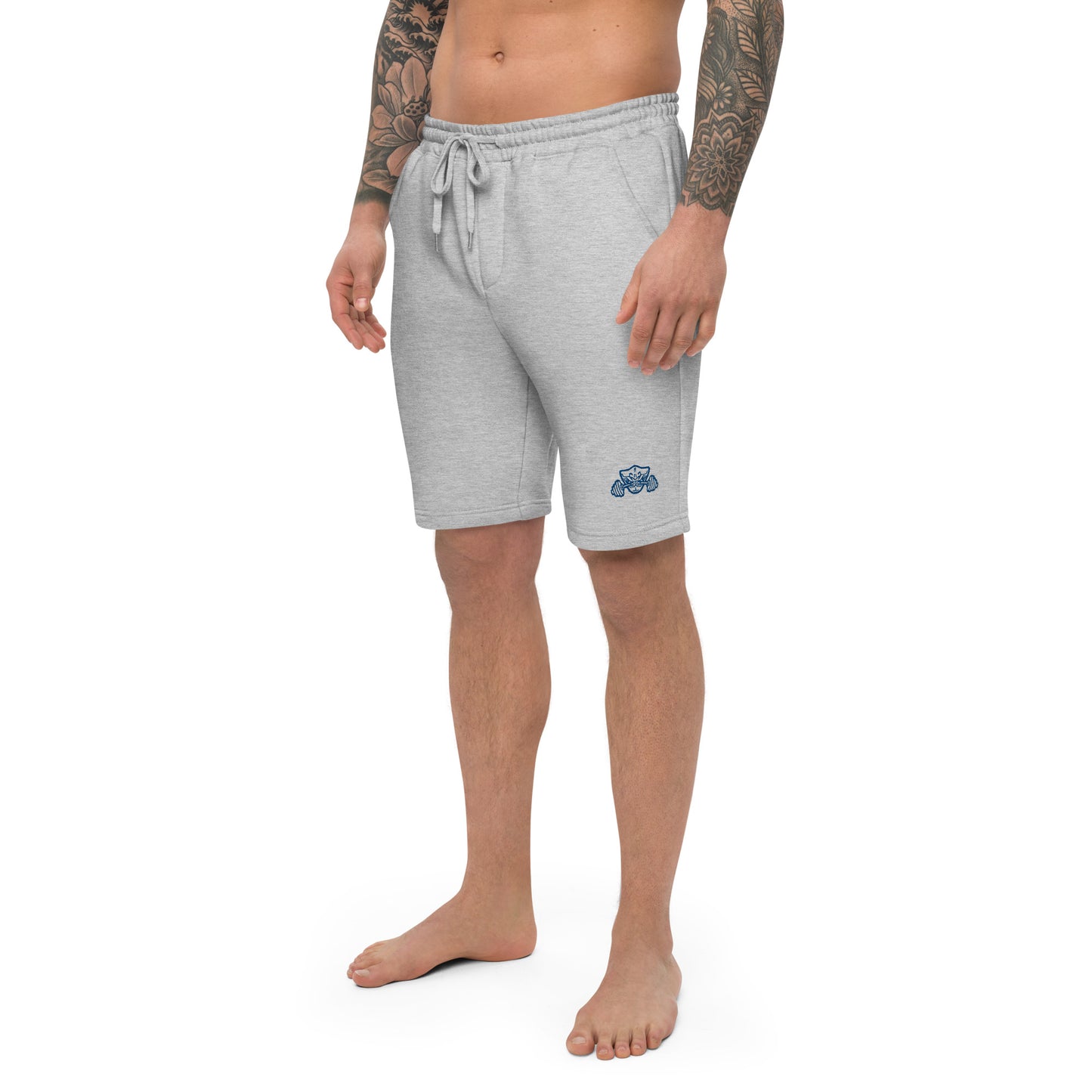 Fleece Jogger Shorts With Blue Embroidered Logo