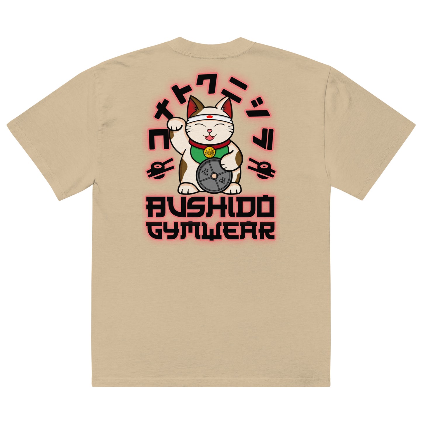 Oversized Tee With Red Maneki-neko Print