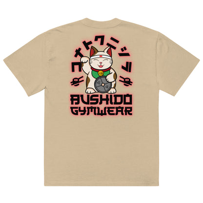 Oversized Tee With Red Maneki-neko Print