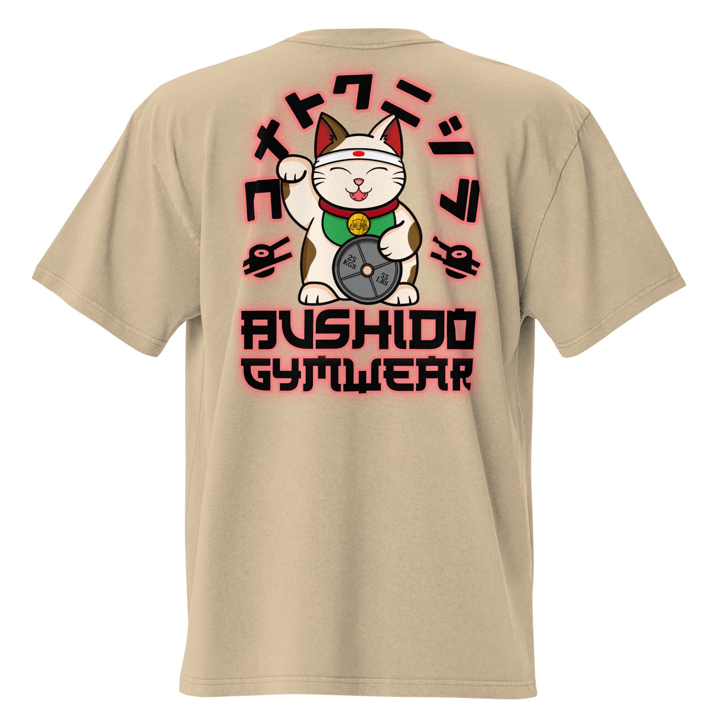 Oversized Tee With Red Maneki-neko Print