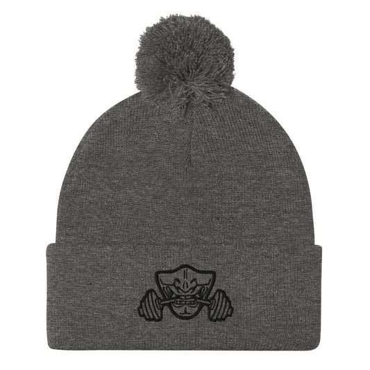 Pom Pom Beanie With Embroidered Bushido Logo