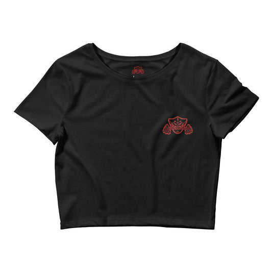 Women’s embroidered red logo crop tee